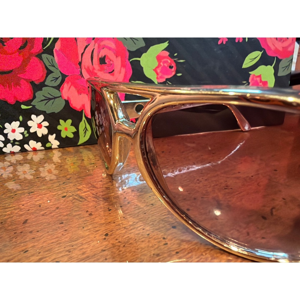 Vintage Style Oversized Gold Aviator Sunglasses Retro Gradient Brown Lens